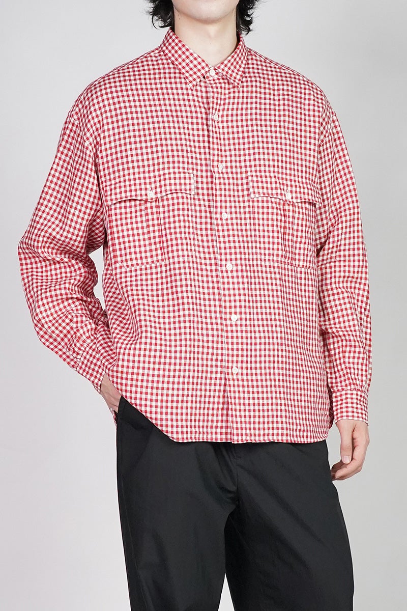 Porter Classic(ポータークラシック) ROLL UP LINEN GINGHAM CHECK SHIRT ロールアップリネンギンガムチェックシャツ PC-016-3978
