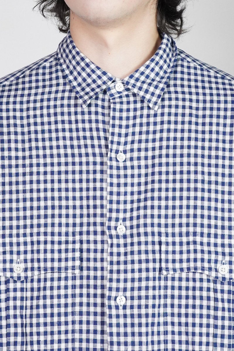 Porter Classic(ポータークラシック) ROLL UP LINEN GINGHAM CHECK SHIRT ロールアップリネンギンガムチェックシャツ PC-016-3978