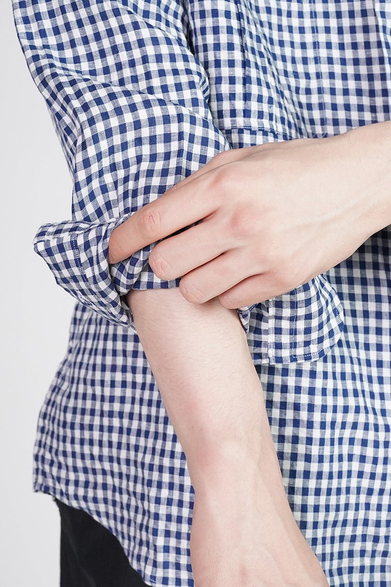 Porter Classic(ポータークラシック) ROLL UP LINEN GINGHAM CHECK SHIRT ロールアップリネンギンガムチェックシャツ PC-016-3978
