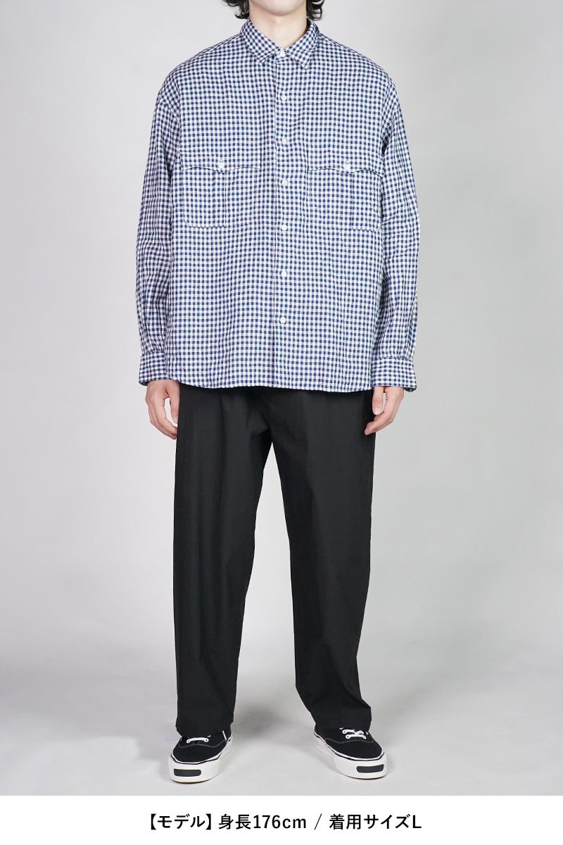 Porter Classic(ポータークラシック) ROLL UP LINEN GINGHAM CHECK SHIRT ロールアップリネンギンガムチェックシャツ PC-016-3978