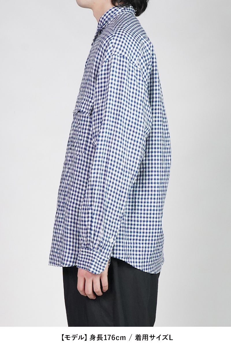 Porter Classic(ポータークラシック) ROLL UP LINEN GINGHAM CHECK SHIRT ロールアップリネンギンガムチェックシャツ PC-016-3978