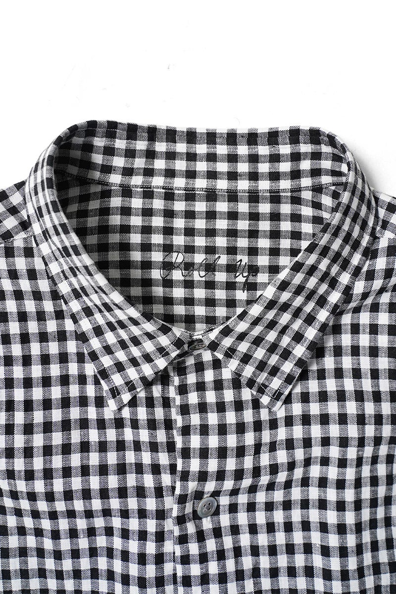 Porter Classic(ポータークラシック) ROLL UP LINEN GINGHAM CHECK SHIRT ロールアップリネンギンガムチェックシャツ PC-016-3978