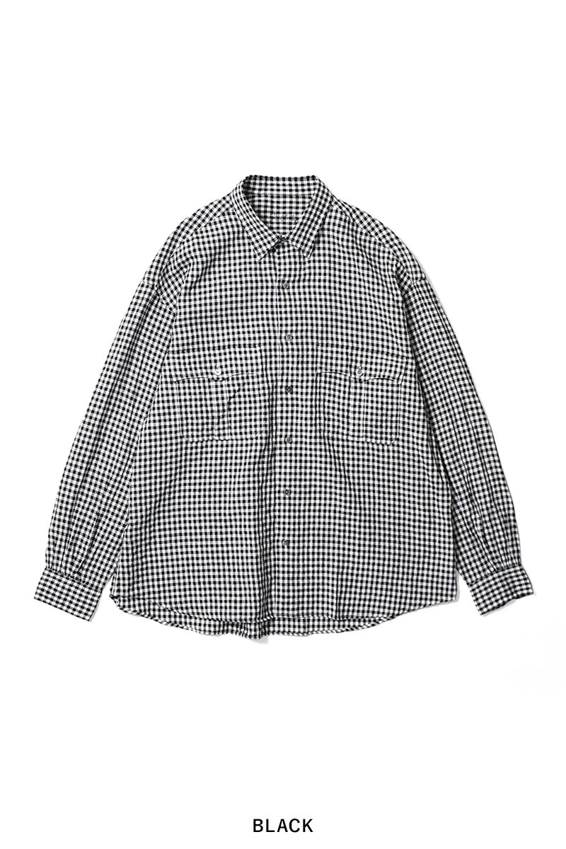 Porter Classic(ポータークラシック) ROLL UP LINEN GINGHAM CHECK SHIRT ロールアップリネンギンガムチェックシャツ PC-016-3978