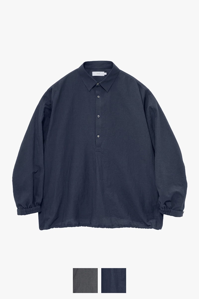 Graphpaper(グラフペーパー) Cotton Linen Seersucker LS Pullover Shirt コットンリネンシアサッカー長袖プルオーバーシャツ GM262-50033