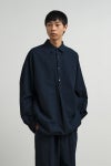 Graphpaper(グラフペーパー) Cotton Linen Seersucker LS Pullover Shirt コットンリネンシアサッカー長袖プルオーバーシャツ GM262-50033