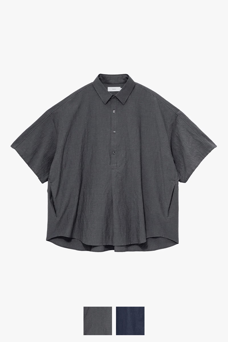 Graphpaper(グラフペーパー) Cotton Linen Seersucker SS Pullover Shirt コットンリネンシアサッカー半袖プルオーバーシャツ GM262-50031