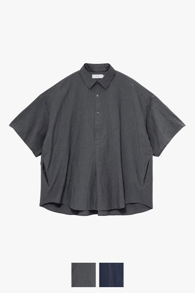 Graphpaper(グラフペーパー) Cotton Linen Seersucker SS Pullover Shirt コットンリネンシアサッカー半袖プルオーバーシャツ GM262-50031