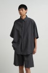 Graphpaper(グラフペーパー) Cotton Linen Seersucker SS Pullover Shirt コットンリネンシアサッカー半袖プルオーバーシャツ GM262-50031