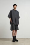Graphpaper(グラフペーパー) Cotton Linen Seersucker SS Pullover Shirt コットンリネンシアサッカー半袖プルオーバーシャツ GM262-50031