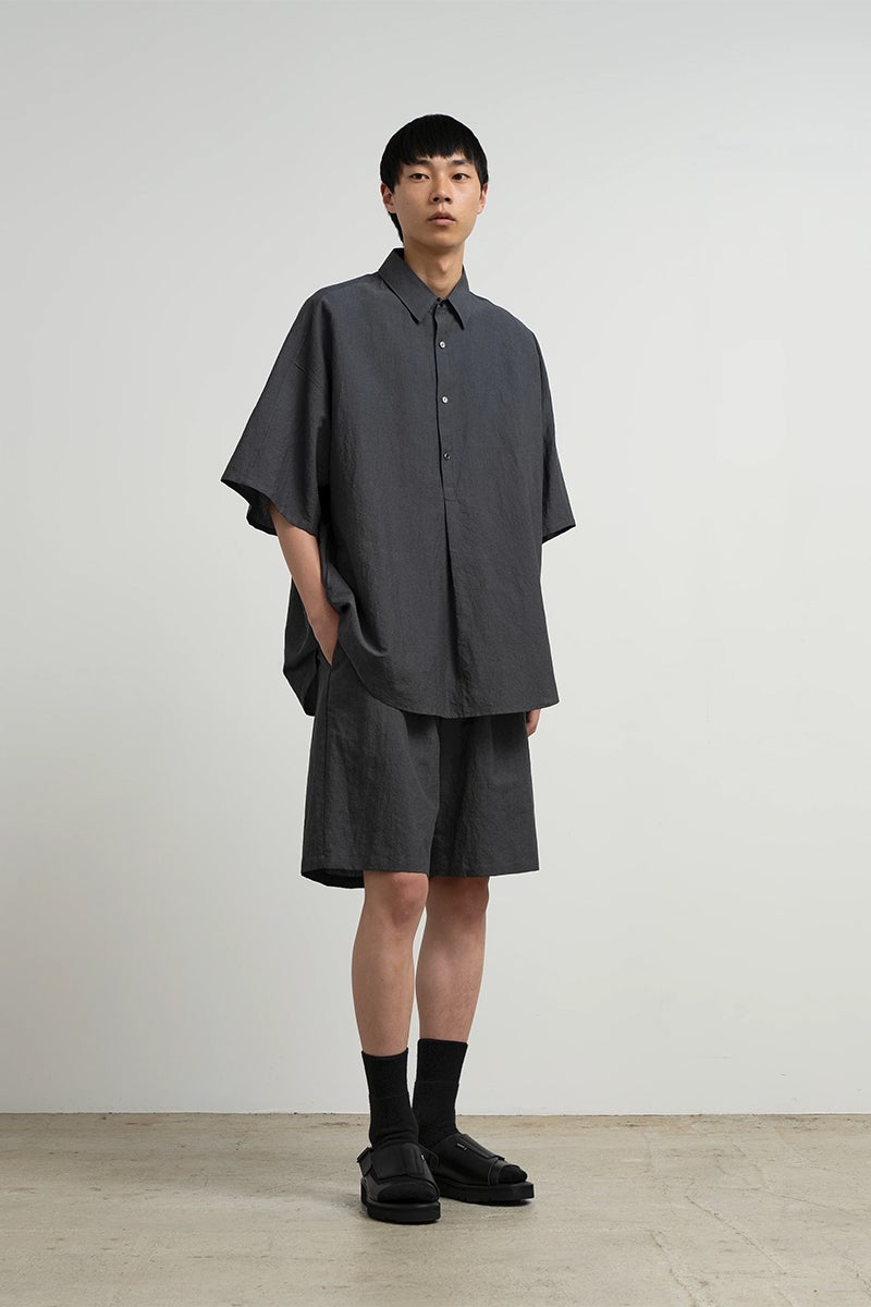 Graphpaper(グラフペーパー) Cotton Linen Seersucker SS Pullover Shirt コットンリネンシアサッカー半袖プルオーバーシャツ GM262-50031