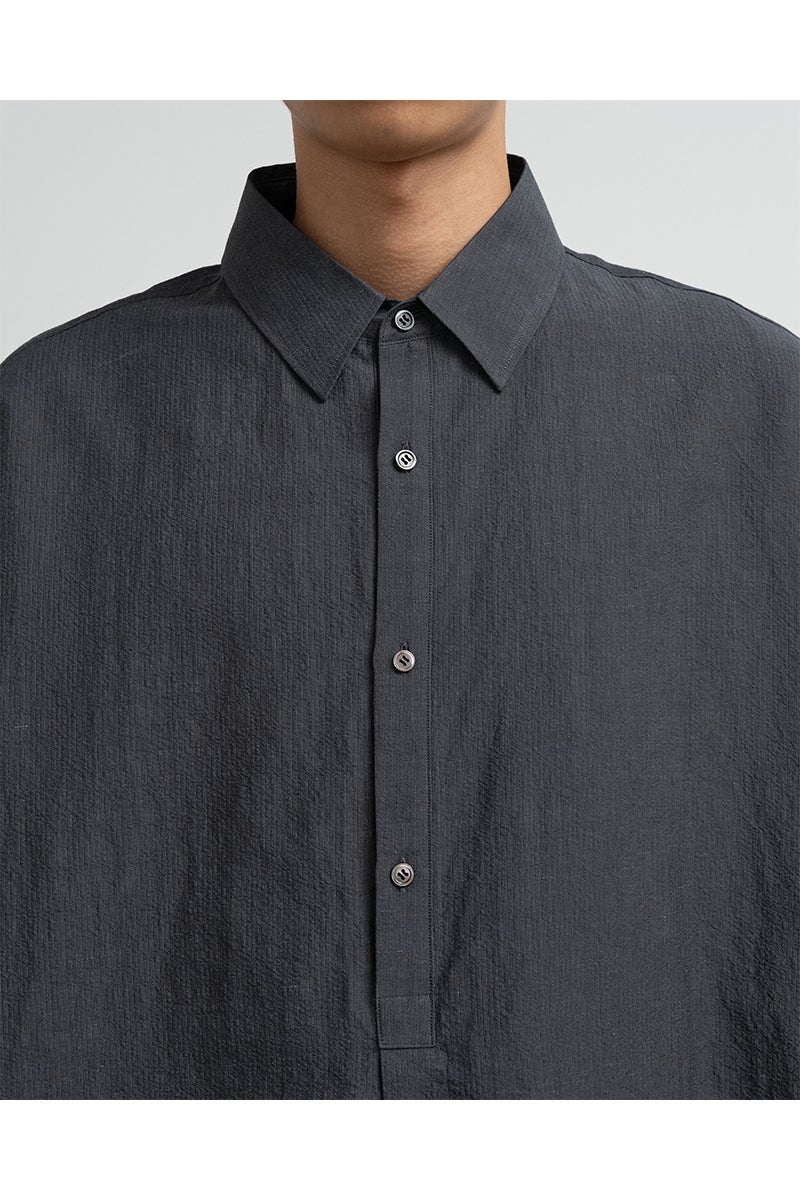 Graphpaper(グラフペーパー) Cotton Linen Seersucker SS Pullover Shirt コットンリネンシアサッカー半袖プルオーバーシャツ GM262-50031