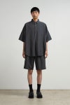 Graphpaper(グラフペーパー) Cotton Linen Seersucker SS Pullover Shirt コットンリネンシアサッカー半袖プルオーバーシャツ GM262-50031