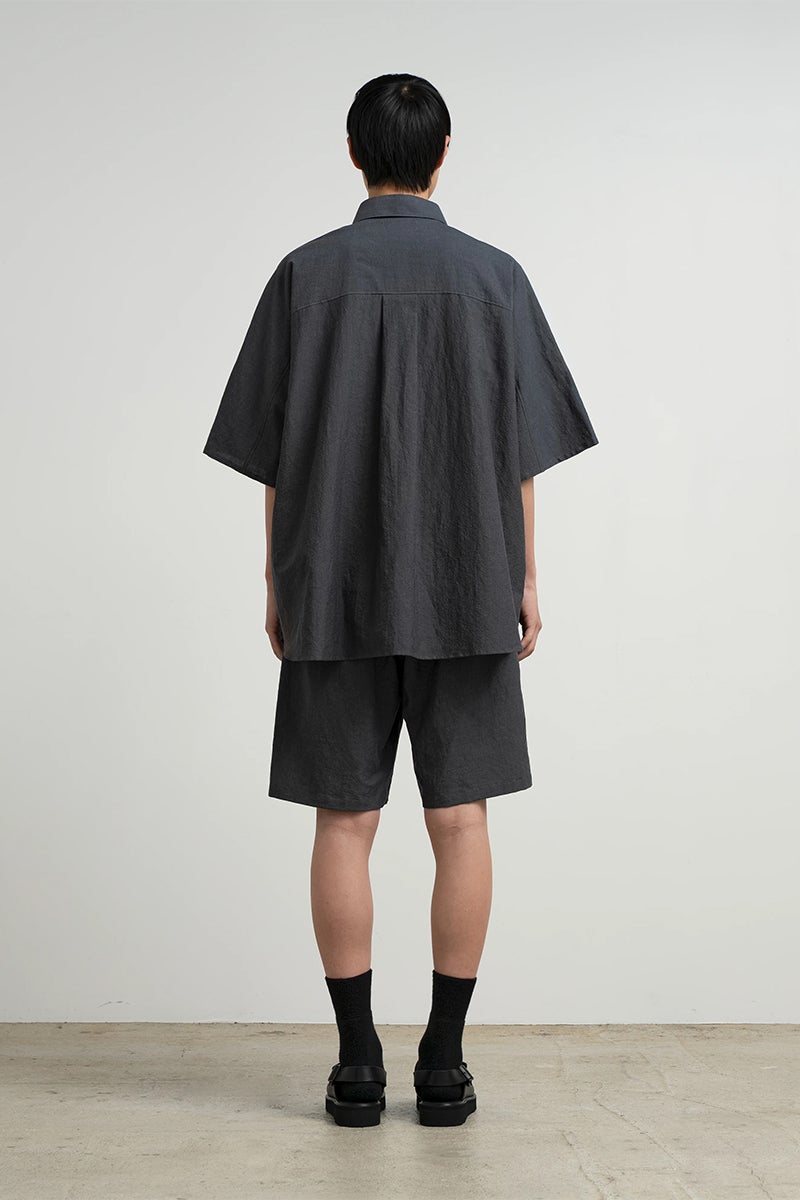 Graphpaper(グラフペーパー) Cotton Linen Seersucker SS Pullover Shirt コットンリネンシアサッカー半袖プルオーバーシャツ GM262-50031