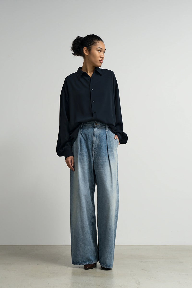 Graphpaper(グラフペーパー) Satin Oversized Regular Collar Shirts サテンオーバーサイズレギュラーカラーシャツ GL263-50093B