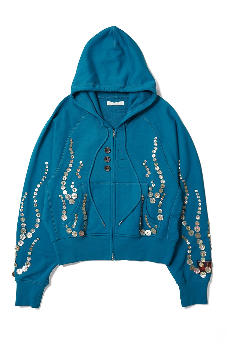 SYUMAN.(シュウマン) Fire pattern button Hoodie ファイヤーパターンボタンフーディー fw26-005