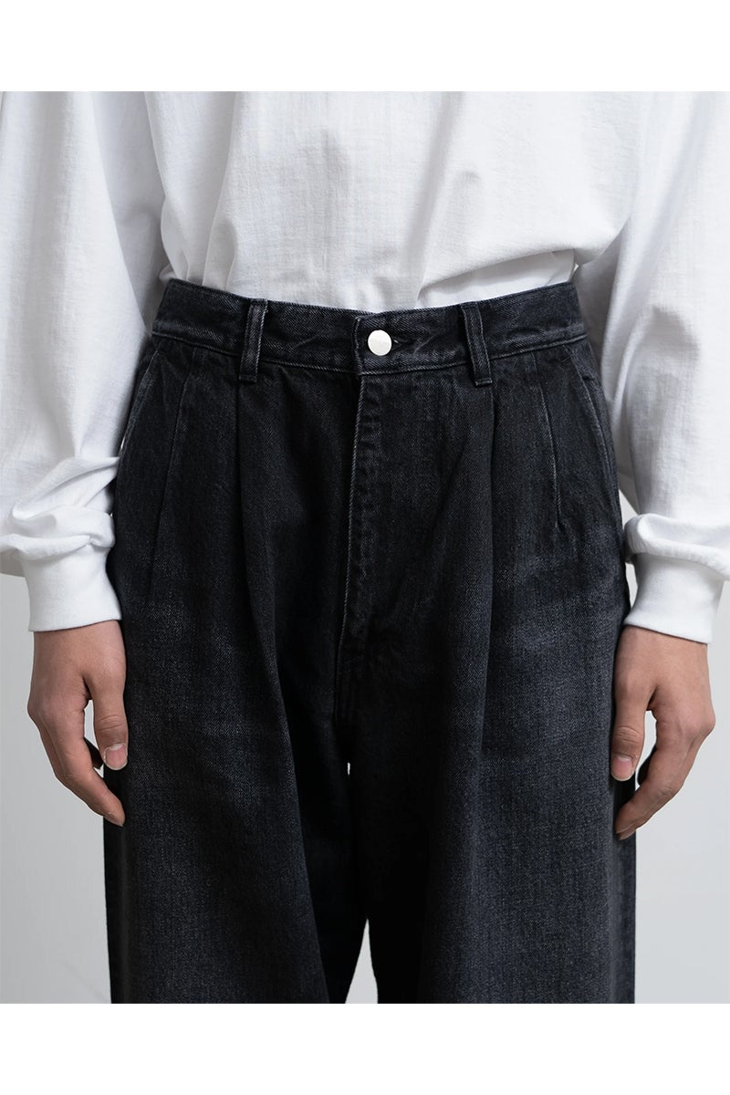 Graphpaper(グラフペーパー) Selvage Denim Two Tuck Tapered Pants -DARK FADE- セルヴィッチデニムツータックテーパードパンツ ダークフェイド GU263-40060DB