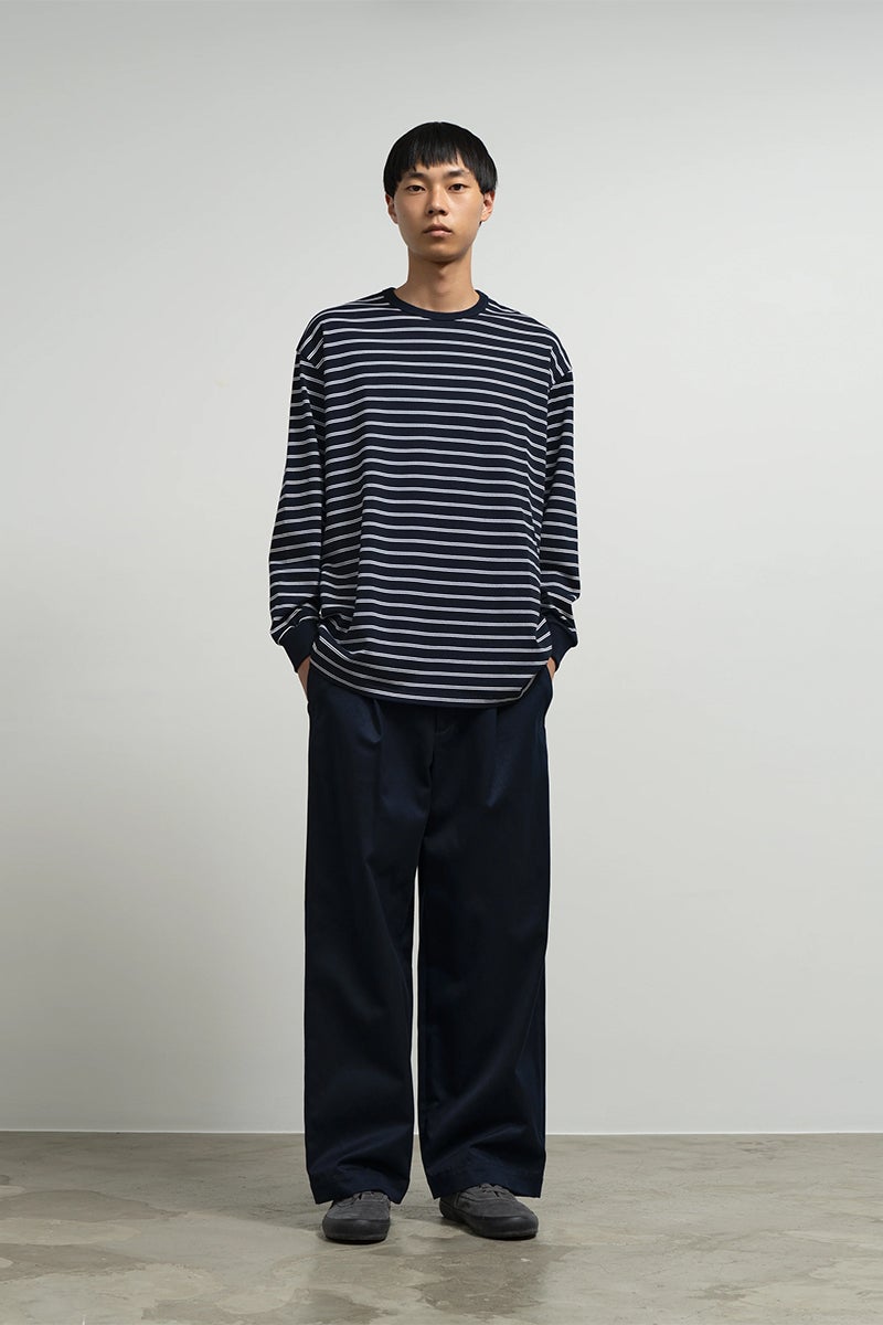 Graphpaper(グラフペーパー) Tri Spun Border L/S Tee トリスパンボーダー長袖Tシャツ GU263-70141B
