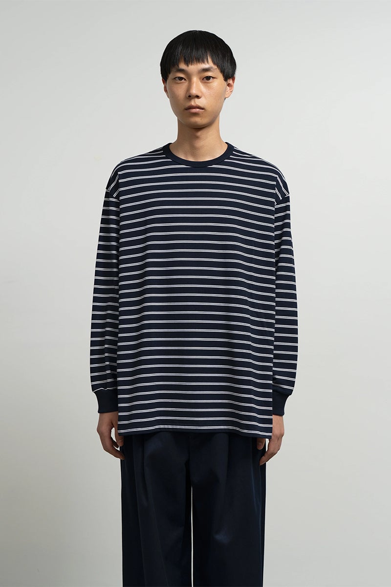 Graphpaper(グラフペーパー) Tri Spun Border L/S Tee トリスパンボーダー長袖Tシャツ GU263-70141B
