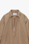 Graphpaper(グラフペーパー) SIDOGRAS Brown Stripe Short Skipper Blouse シドグラス ブラウンストライプショートスキッパーブラウス GL263-50349