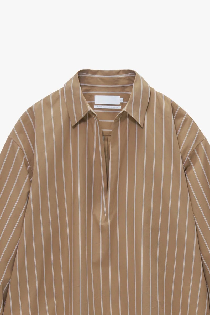 Graphpaper(グラフペーパー) SIDOGRAS Brown Stripe Short Skipper Blouse シドグラス ブラウンストライプショートスキッパーブラウス GL263-50349