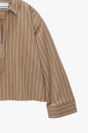 Graphpaper(グラフペーパー) SIDOGRAS Brown Stripe Short Skipper Blouse シドグラス ブラウンストライプショートスキッパーブラウス GL263-50349