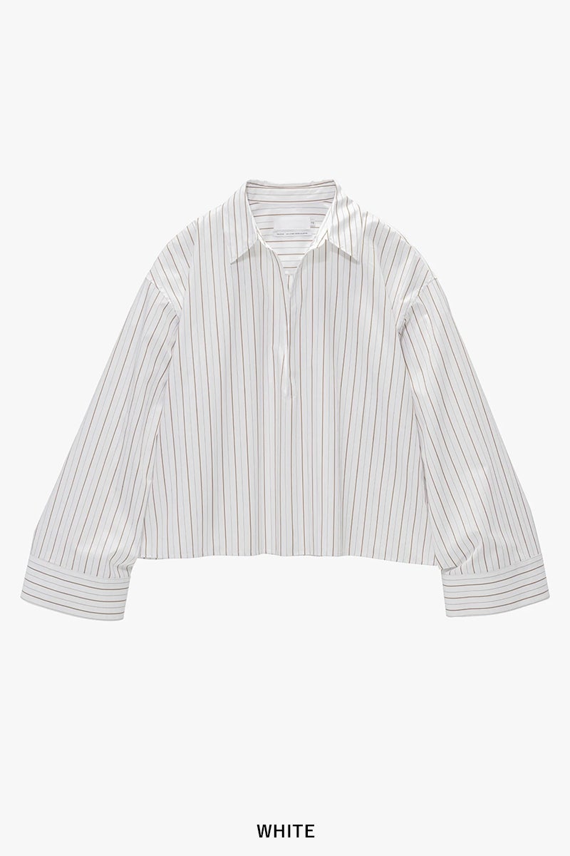 Graphpaper(グラフペーパー) SIDOGRAS Brown Stripe Short Skipper Blouse シドグラス ブラウンストライプショートスキッパーブラウス GL263-50349