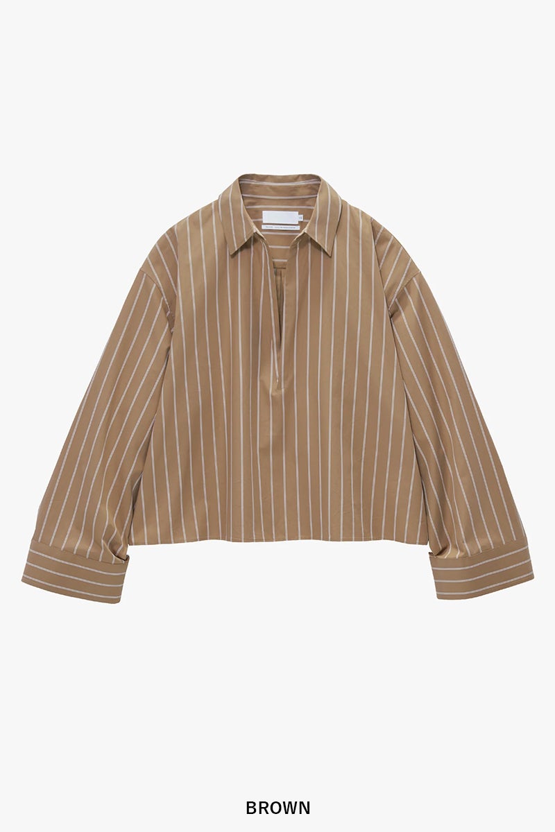Graphpaper(グラフペーパー) SIDOGRAS Brown Stripe Short Skipper Blouse シドグラス ブラウンストライプショートスキッパーブラウス GL263-50349