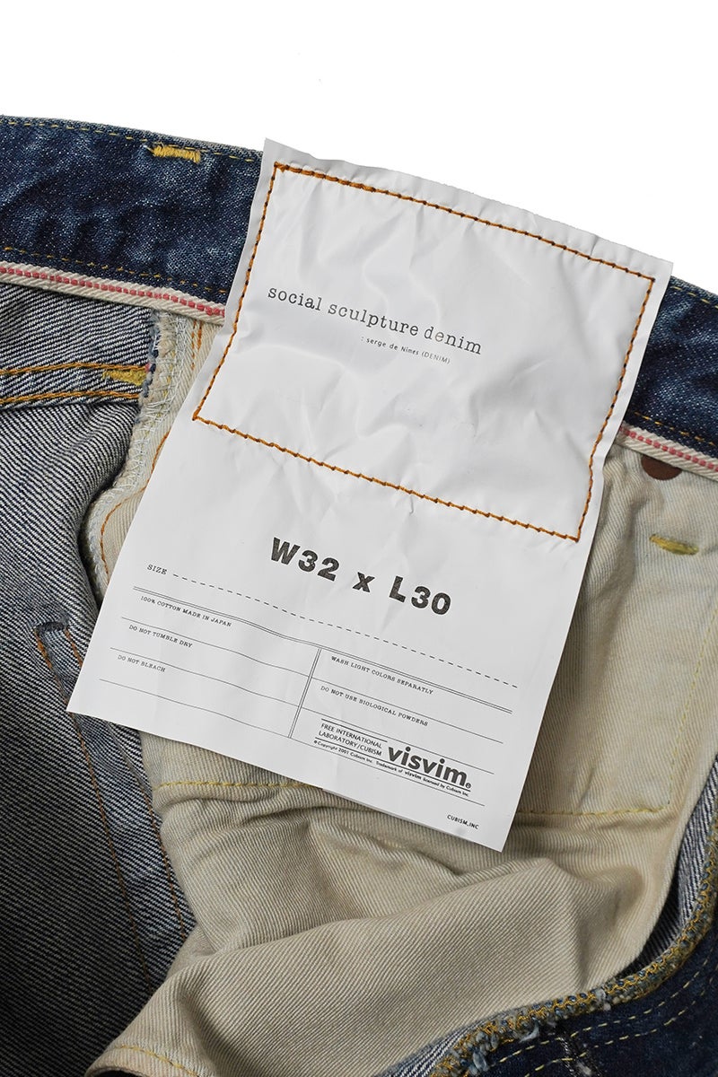 visvim(ビズビム) SOCIAL SCULPTURE 01 WIDE DMGD-47 ソーシャルスカルプチャー 5ポケットワイドデニムパンツ 0126205005006