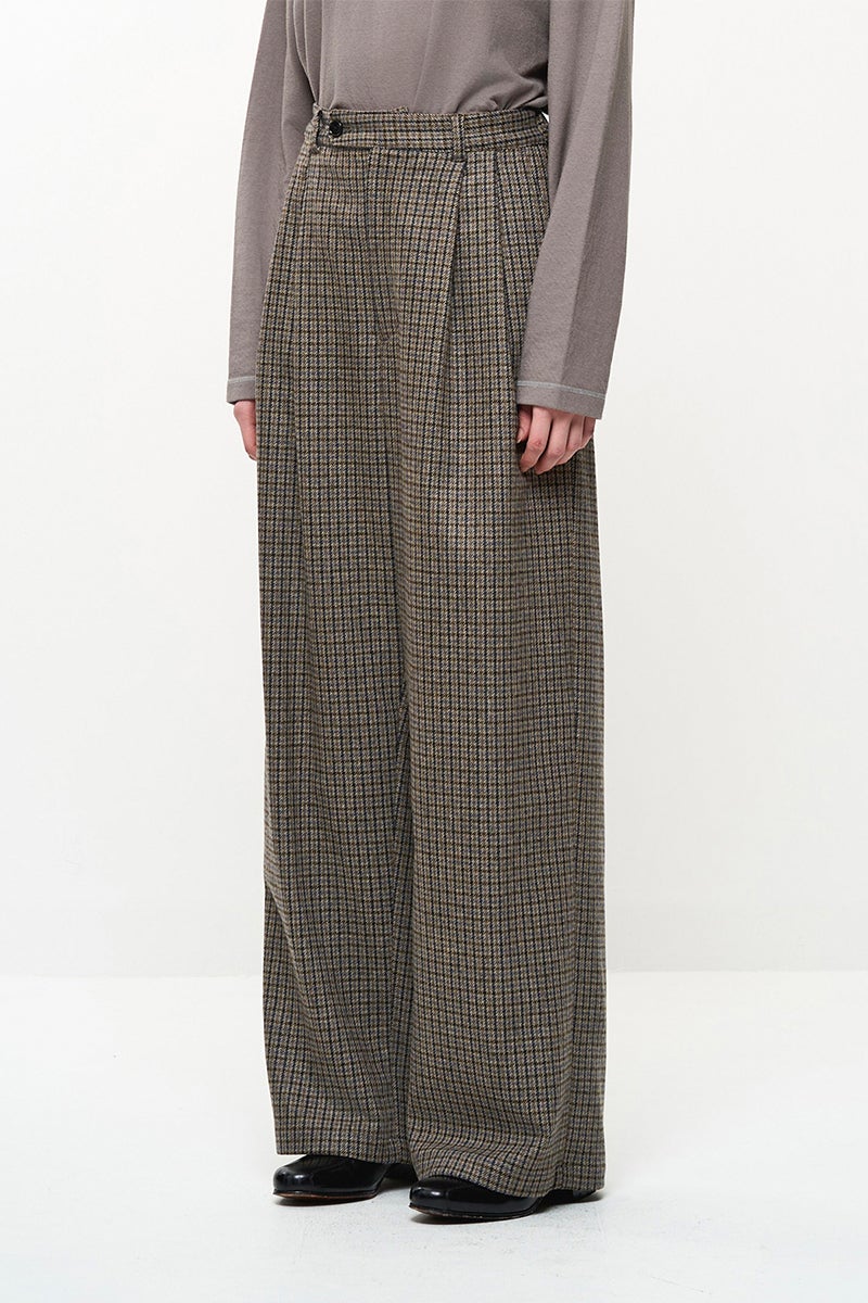 JUHA(ユハ) CHECK WIDE EASY PANTS チェックワイドイージーパンツ 10240801-3