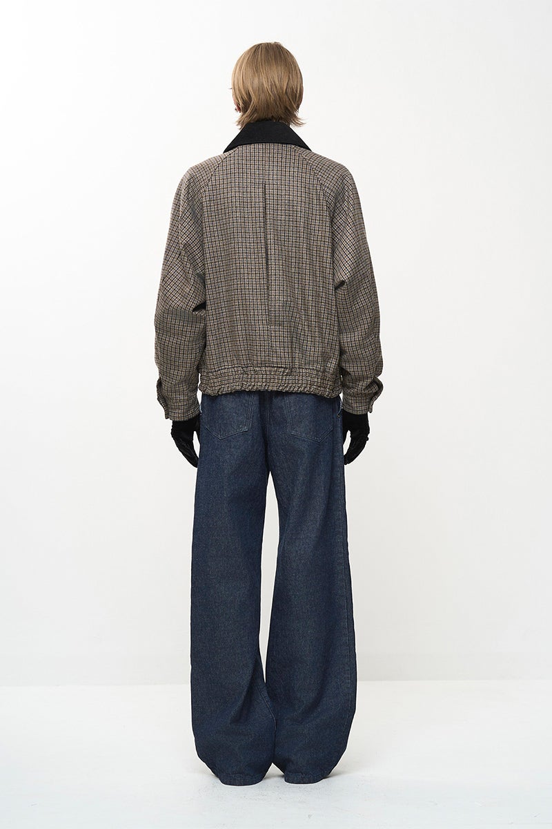 JUHA(ユハ) CHECK RAGLAN BOMBER JACKET チェックラグランボンバージャケット 10240202-2