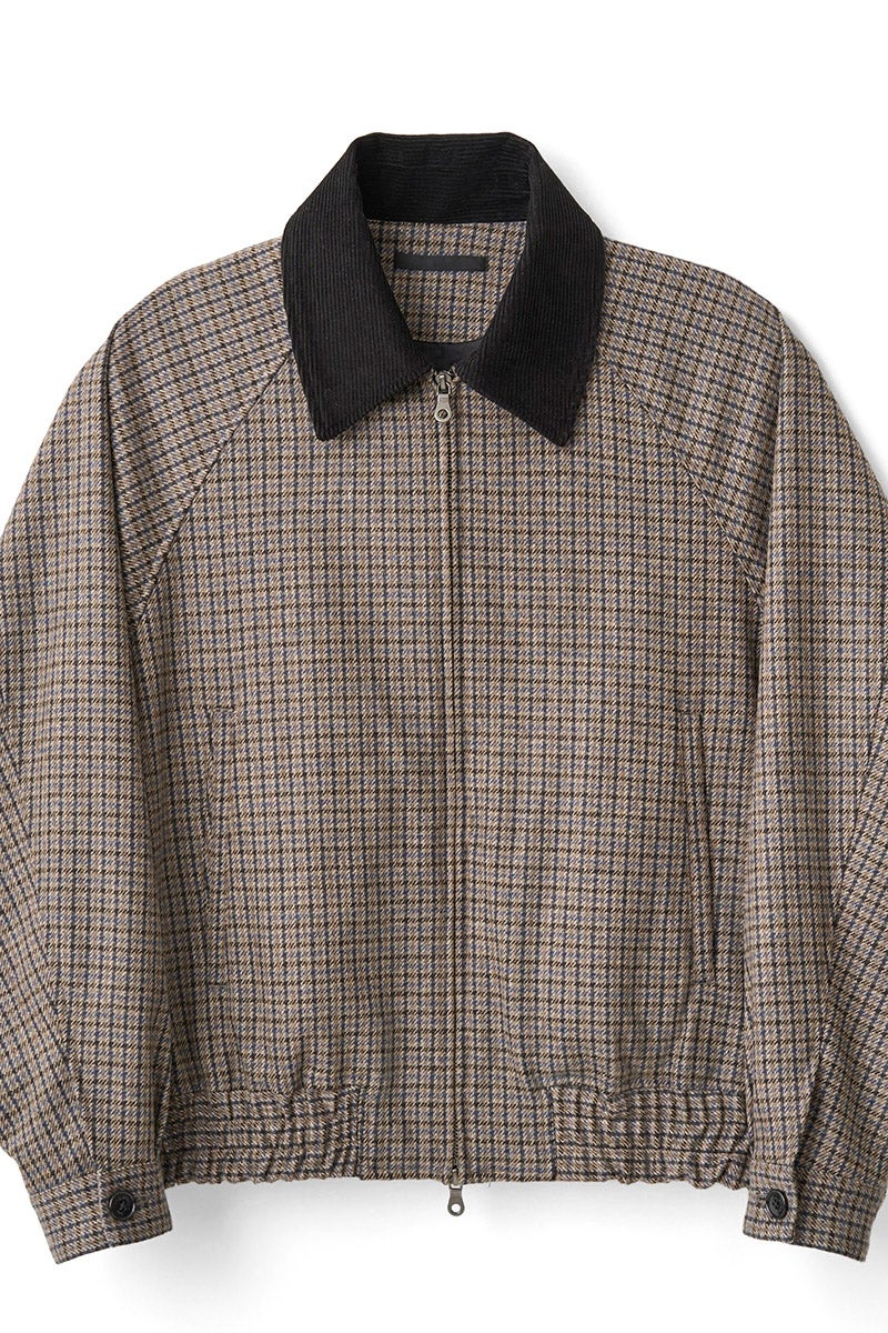 JUHA(ユハ) CHECK RAGLAN BOMBER JACKET チェックラグランボンバージャケット 10240202-2
