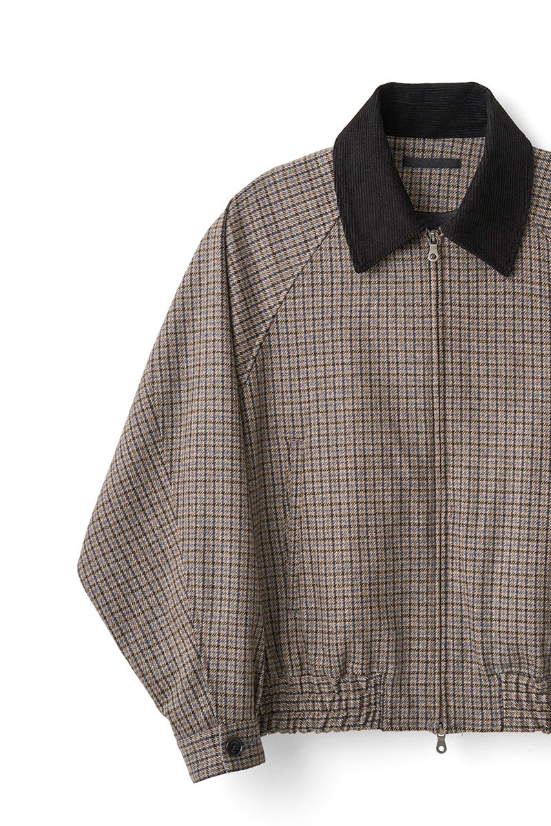 JUHA(ユハ) CHECK RAGLAN BOMBER JACKET チェックラグランボンバージャケット 10240202-2
