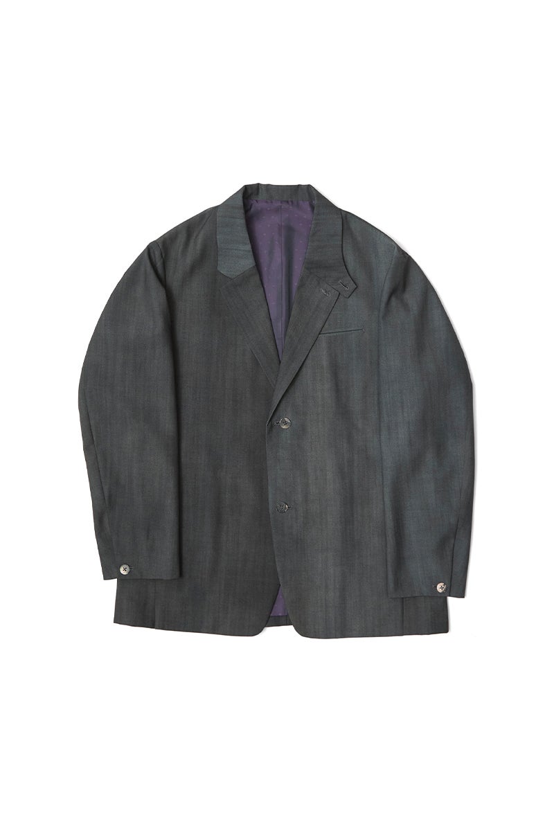 saby(サバイ) THROAT TAB 2B JACKET - Bishu Japan Flow dyeing FAB - スロートタブ2ボタンジャケット 尾州フロウダイイング 26A-021424
