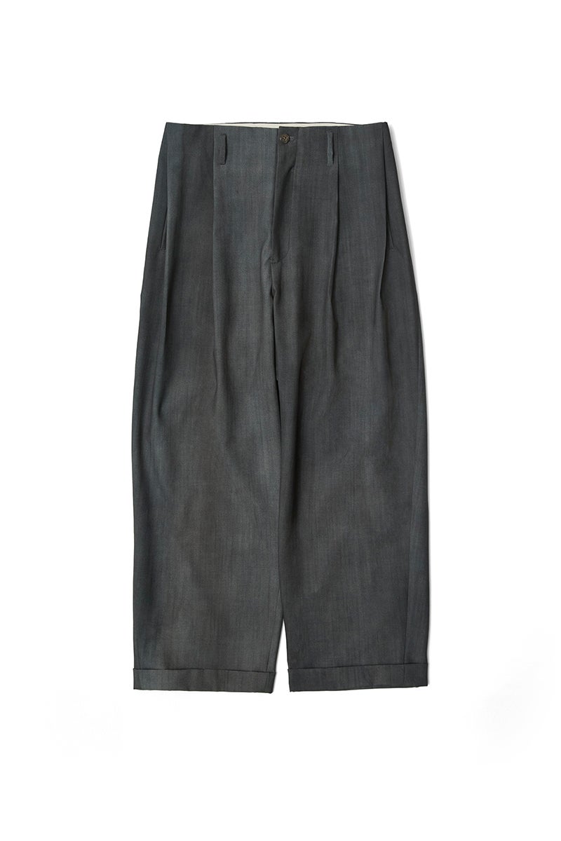 saby(サバイ) TWO TUCK TROUSERS - Bishu Japan Flow dyeing FAB - ツータックトラウザース 尾州フロウダイイング 26A-021825