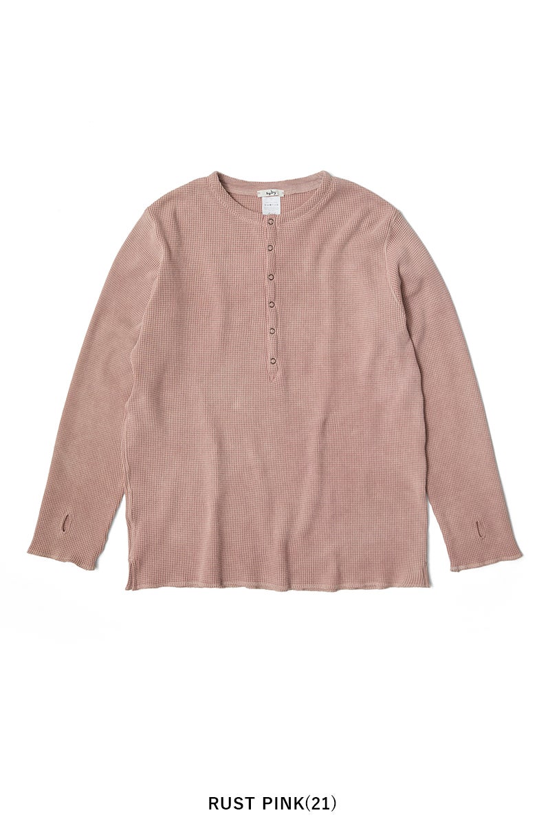 saby(サバイ) WAFFLE HENRY NECK SHIRTS -Pigment Stone Wash- ワッフルヘンリーネックシャツ 26A-081118