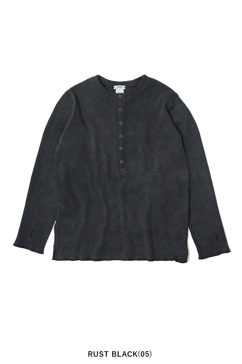 saby(サバイ) WAFFLE HENRY NECK SHIRTS -Pigment Stone Wash- ワッフルヘンリーネックシャツ 26A-081118