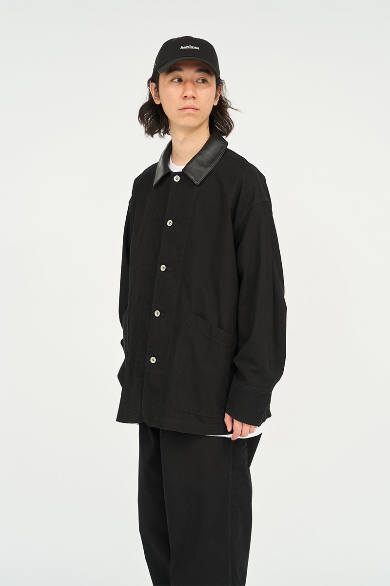 FreshService(フレッシュサービス) COTTON CANVAS LEATHER COLLAR WORK JACKET コットンキャンバスレザーカラージャケット FSC263-30032
