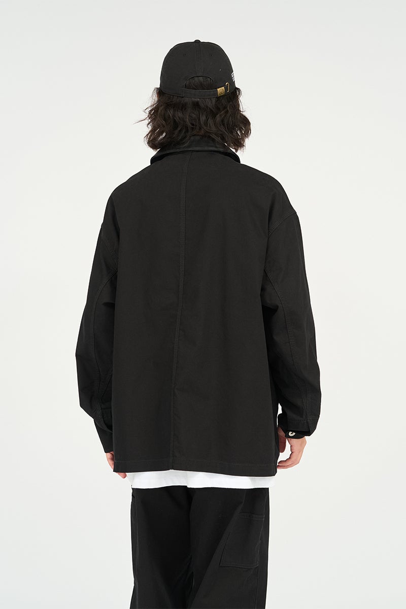 FreshService(フレッシュサービス) COTTON CANVAS LEATHER COLLAR WORK JACKET コットンキャンバスレザーカラージャケット FSC263-30032