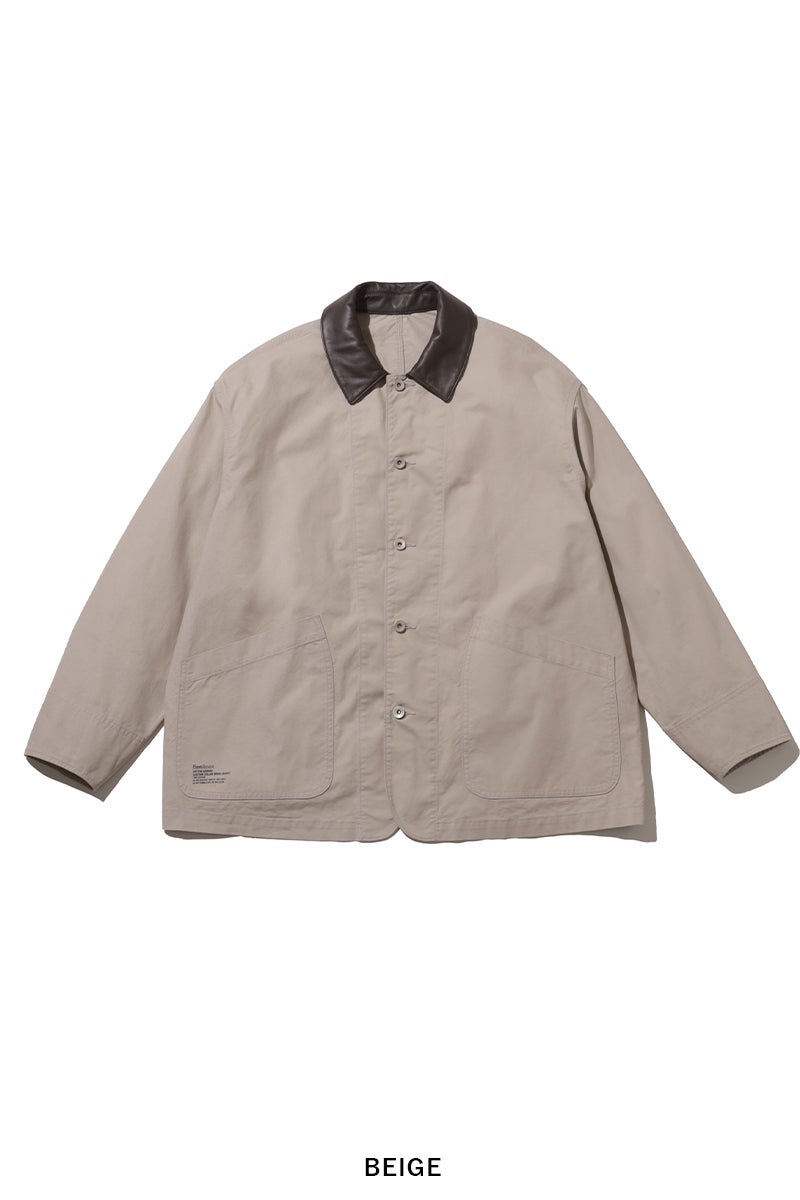 FreshService(フレッシュサービス) COTTON CANVAS LEATHER COLLAR WORK JACKET コットンキャンバスレザーカラージャケット FSC263-30032