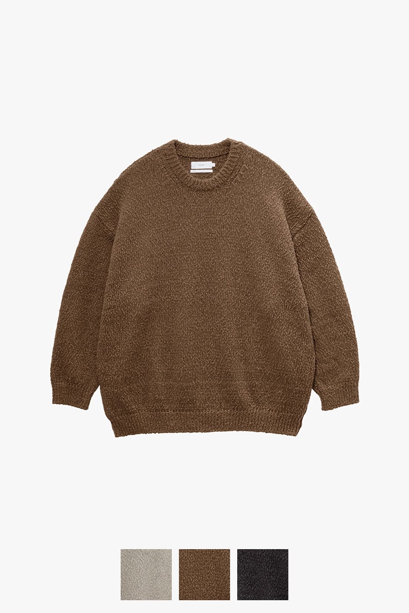 Graphpaper(グラフペーパー) Cotton Wool Slub Oversized Crew Neck Knit コットンウールスラブオーバーサイズクルーネックニット GU263-80602