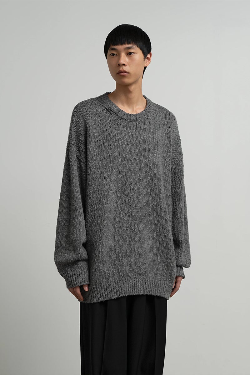 Graphpaper(グラフペーパー) Cotton Wool Slub Oversized Crew Neck Knit コットンウールスラブオーバーサイズクルーネックニット GU263-80602