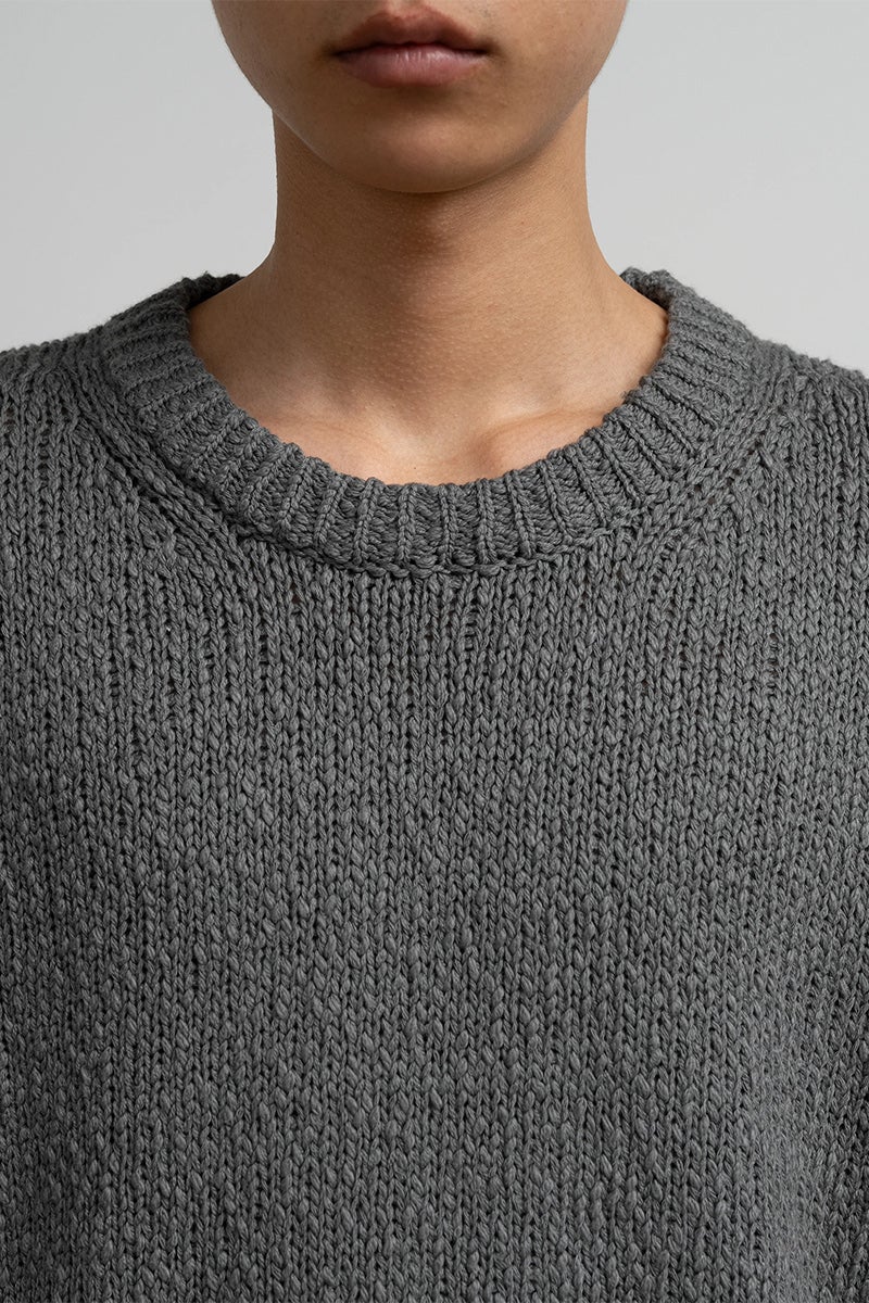Graphpaper(グラフペーパー) Cotton Wool Slub Oversized Crew Neck Knit コットンウールスラブオーバーサイズクルーネックニット GU263-80602