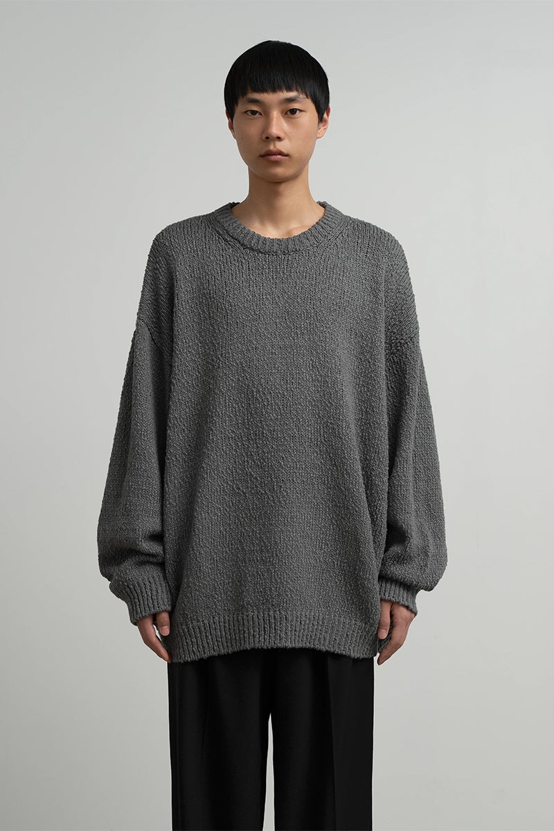 Graphpaper(グラフペーパー) Cotton Wool Slub Oversized Crew Neck Knit コットンウールスラブオーバーサイズクルーネックニット GU263-80602
