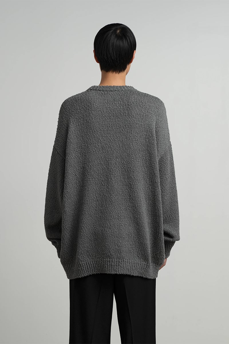 Graphpaper(グラフペーパー) Cotton Wool Slub Oversized Crew Neck Knit コットンウールスラブオーバーサイズクルーネックニット GU263-80602