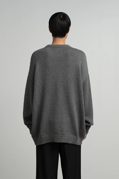 Cotton Wool Slub Oversized Crew Neck Knit