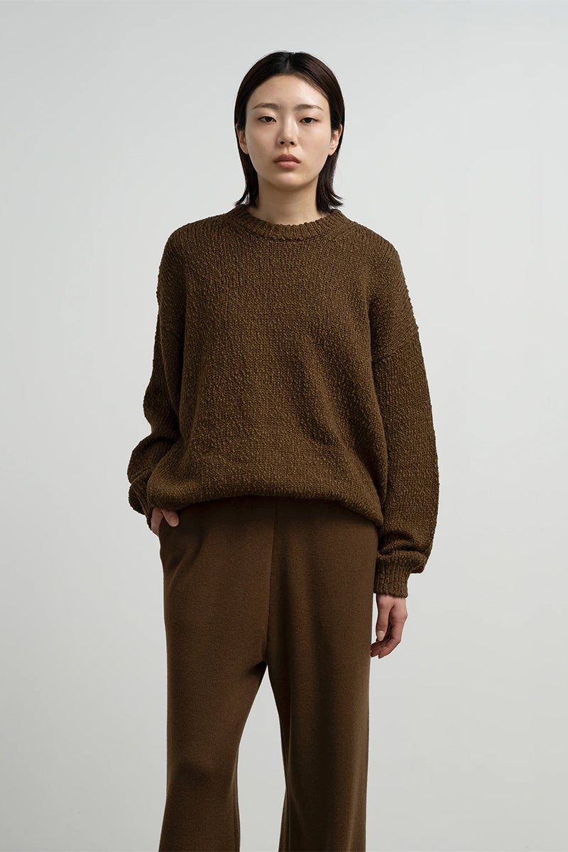 Graphpaper(グラフペーパー) Cotton Wool Slub Oversized Crew Neck Knit コットンウールスラブオーバーサイズクルーネックニット GU263-80602