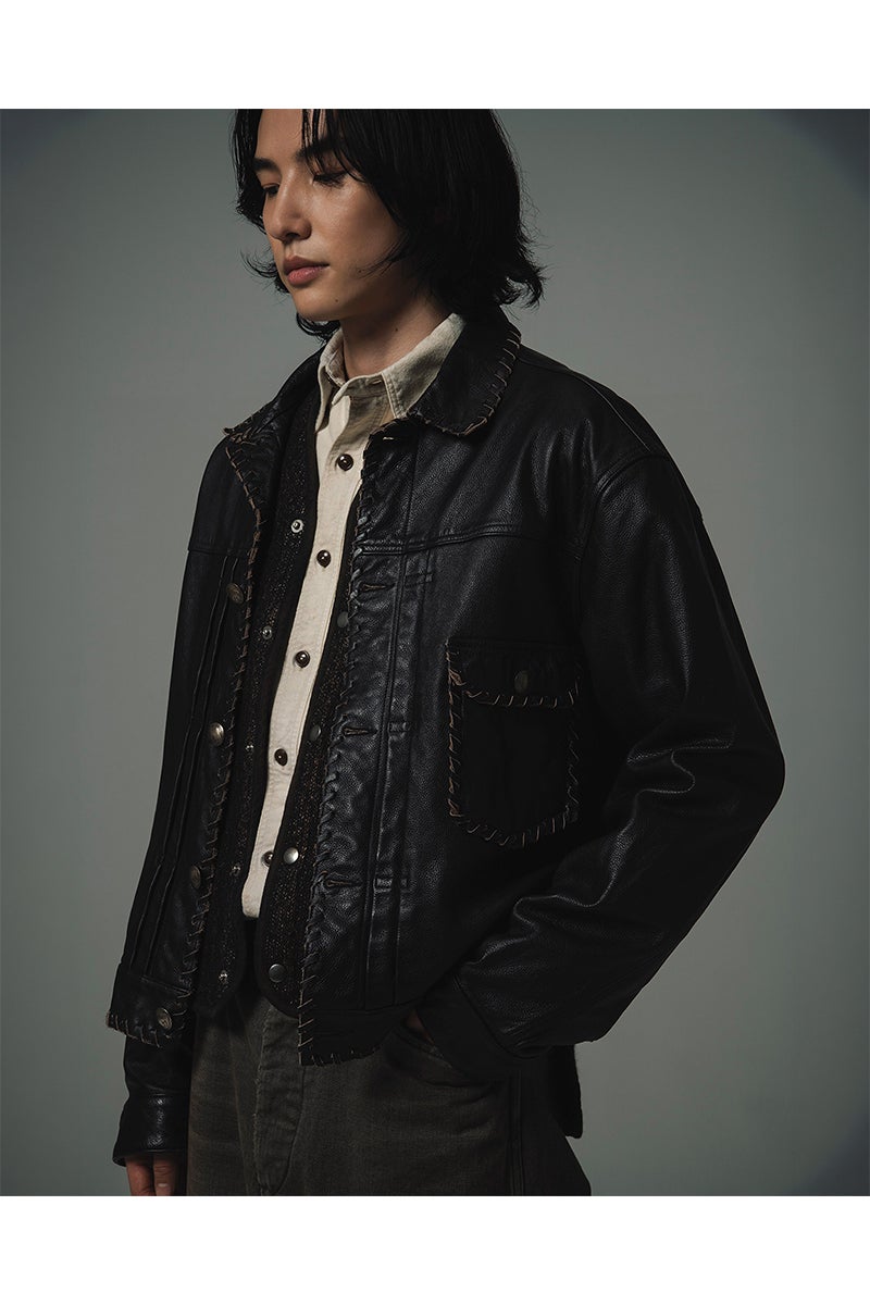 BOWWOW(バウワウ) LACE-UP LEATHER TRUCKER JACKET レースアップレザートラッカージャケット BWU-LULTJ