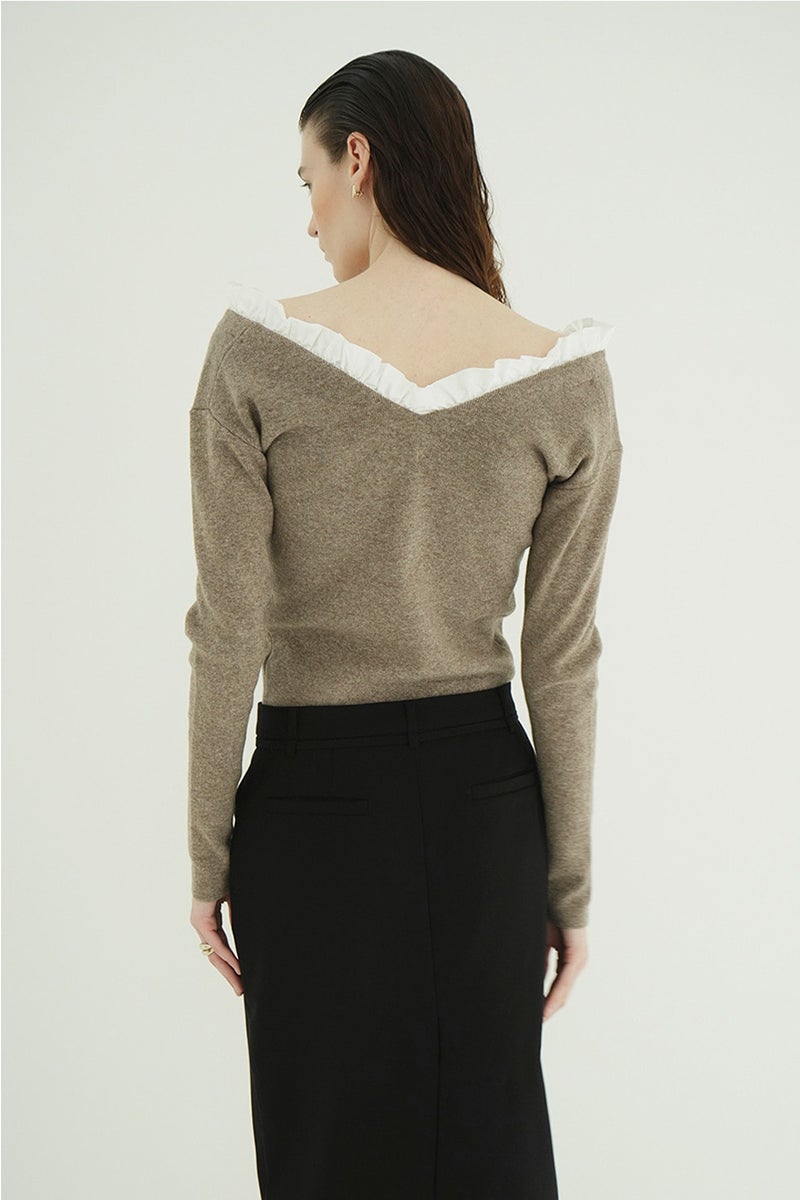 CLANE(クラネ) 2WAY FRILL V NECK KNIT TOPS 2ウェイフリルVネックニットトップス 11106-2113