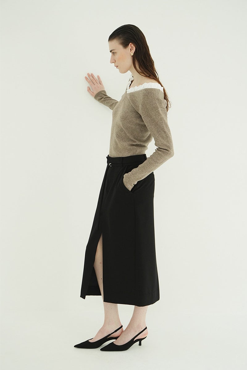 CLANE(クラネ) 2WAY FRILL V NECK KNIT TOPS 2ウェイフリルVネックニットトップス 11106-2113