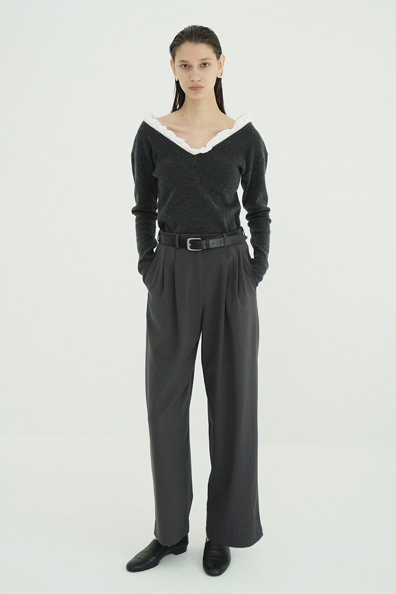 CLANE(クラネ) 2WAY FRILL V NECK KNIT TOPS 2ウェイフリルVネックニットトップス 11106-2113